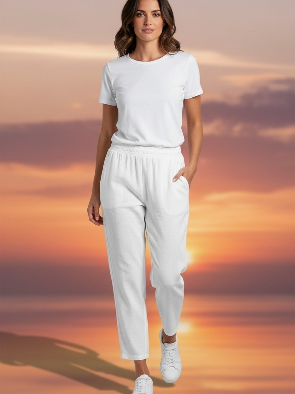 Lilly Pultizer Womens S Comfort Relaxed White Elegant Rayon Blend Chic Pants